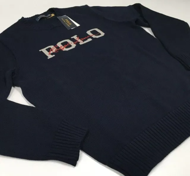 Polo Ralph Lauren Logo Signature Crewneck Cotton Intarsia Knit Sweater Gentleman 2