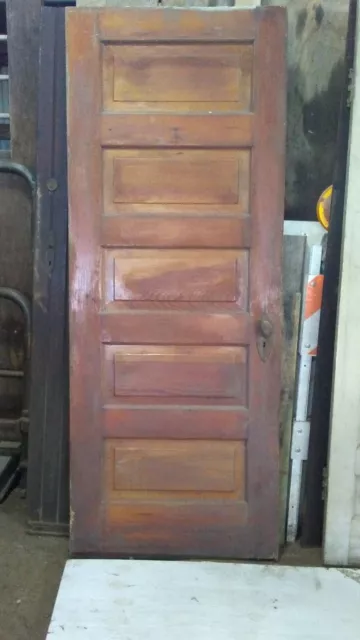 Antique Vintage Salvaged Interior Wood Wooden Door 5 Panels *FOR RESTORATION*