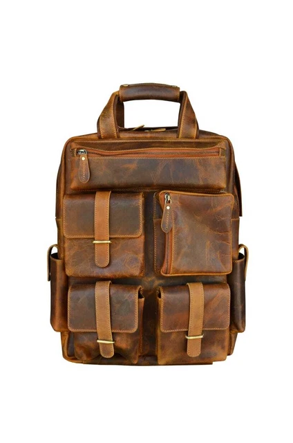 Full Grain Vintage Dark Brown Leather Travel Weekender Bag Duffle 18AXB02TN