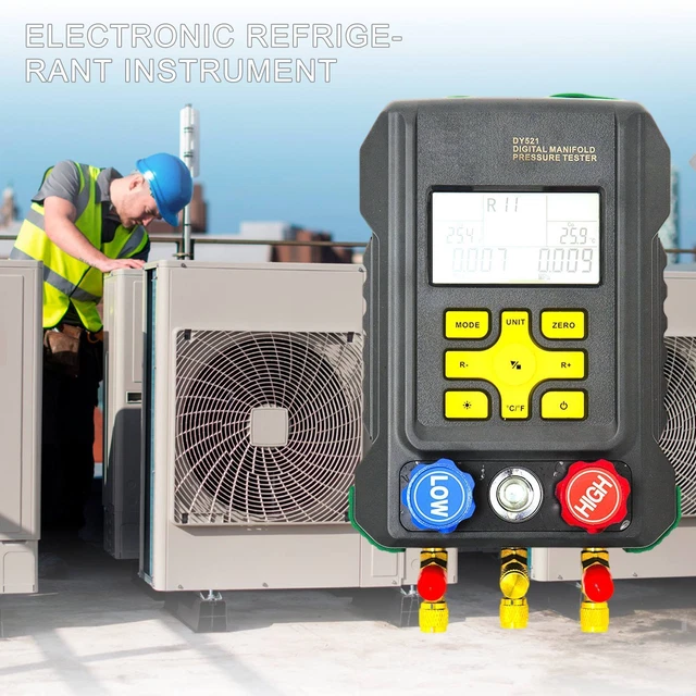 Refrigeration Digital Manifold Gauge Inspect Vacuum Pressure Temperature Tester