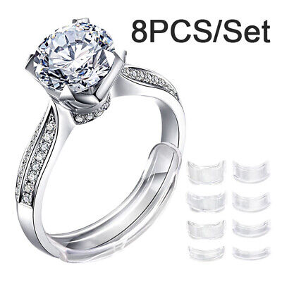 Ajustador de tamaño de anillo transparente invisible de silicona de 8 tamaños se adapta a cualquier anillo joyería a Hb
