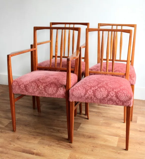 Set Of Four Mid Century Dining Chairs, Two Carvers, Gordon Russell Style