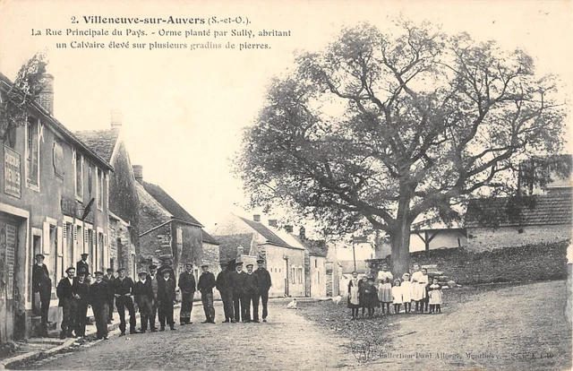 Cpa 91 Villeneuve Sur Auvers / La Rue Principale Du Pays / Orme De Sully