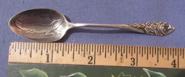 Vintage Sterling Silver Jacksonville Fl Souvenir Spoon With Alligator On Bowl