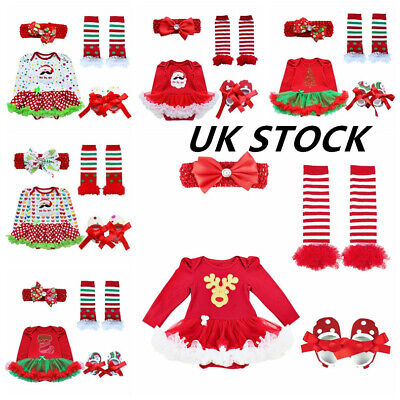 UK Baby Girl Christmas Romper Tutu Dress Newborn Fancy Costume Xmas Party Outfit