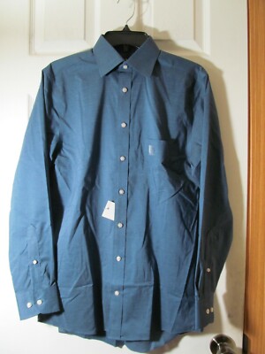 NWT STAFFORD EASY CARE BROADCLOTH STRETCH COMFORT REGULAR FIT Freedom Blue Solid