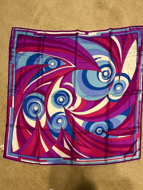 EMILIO PUCCI MULTI PRINT SILK SQUARE SCARF 35 X 35 - New