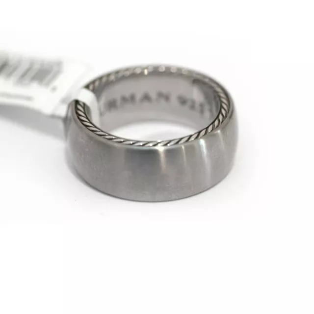 New DAVID YURMAN Men's 9mm Streamline Band Ring Gray Titanium, Silver Size 8.5