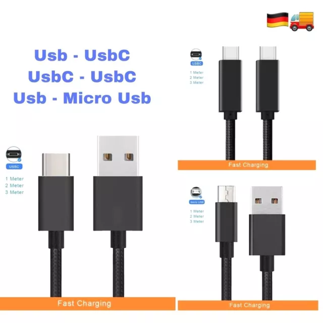 Ladekabel USB Typ C / Micro USB Schnell Datenkabel für Samsung Huawei Xiaomi