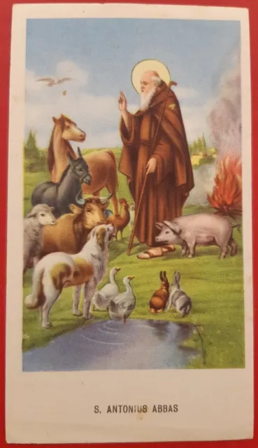 Santino SAN ANTONIUS ABBAS raro EGIM 45 latino HOLY CARD IMAGE PIEUSE Ed.G.Mi