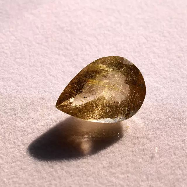 31.5 Cts Natural Golden Rutile Quartz 27mmx19mm Pear Faceted Cut Loose Gemstone