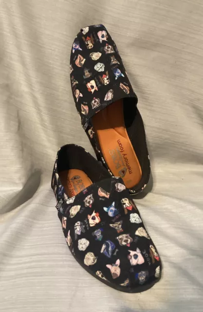 Bob’s From Skecher Womens Memory Foam  Dog Print Slip On Loafers Flats