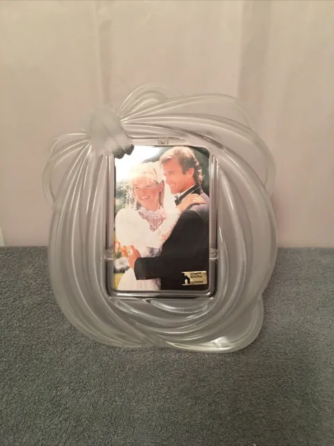 Mikasa Love Knot Crystal Frosted Glass Bow Ribbon Picture Frame 9.25”x 11.25”
