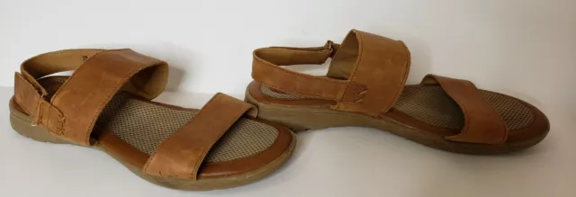 BOC Womens Sandals 10M Tan Leather 2 Strap Open Toe Adjustable Ankle Strap