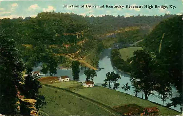 Postcard Junction of Dicks & Kentucky Rivers at High Bridge, Kentucky - ca 1910