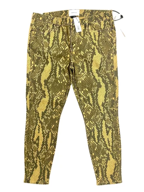 Current Elliott Stiletto Snake Print Jeans Burmese Python Green Sz 31 NWT