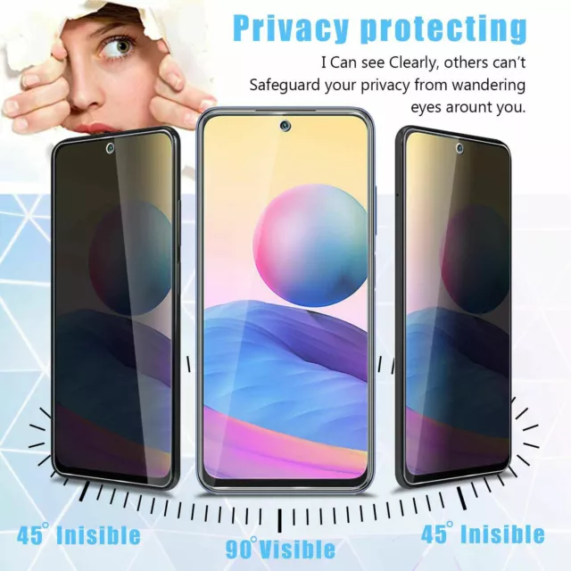 F Xiaomi POCO F3 X3 NFC Note 10 9 Pro Anti-Spy Privacy Tempered Glass Protector