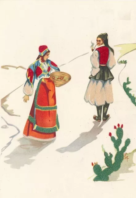 Cartolina Costumi Sardegna Desulo Tempera di Lola Loy Non Viaggiata