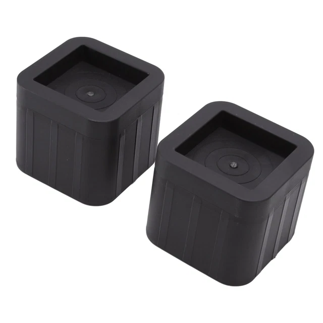 4Pcs 35in Furniture Risers ABS Rubber Black Stackable Square With Pad Lid Hom OB