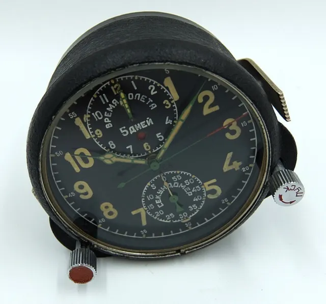 AchH 1 McHz USSR Soviet Military AirForce Aircraft 5 days Cockpit Clock #15658