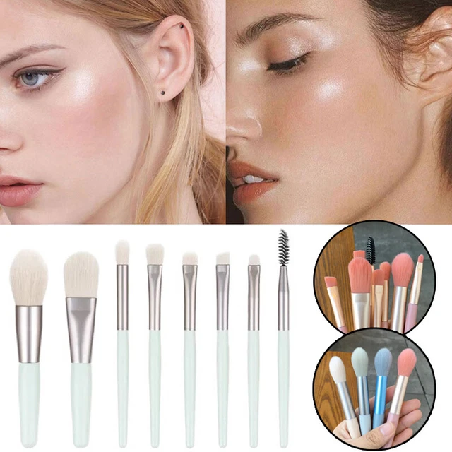 8 Pezzi Professionale Trucco Set Pennelli Fondotinta Fard Cosmetico Make-Up