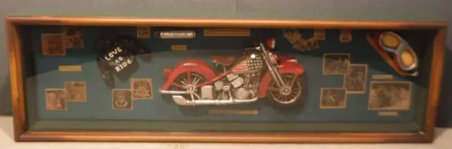 Collectible Motorcycle Shadow Box 3D Picture Live To Rive Harley Davidson Indian