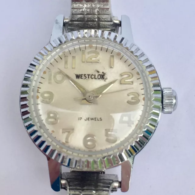 Vintage Ladies Westclox 17 Jewel Watch Stretch Band Marked Kriesler USA Working