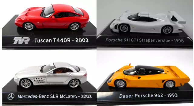 Lot de 4 Voitures de Sport Mercedes Porsche 1/43 IXO Supercars Diecast car SL28