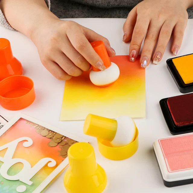 9 piezas/juego de aplicador de tinta con estuches de almacenamiento, punteros de papel, herramienta de esponja de tinta