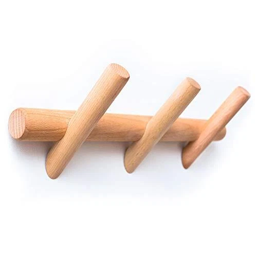 Eden & Co Modern Wall Mounted Coat and Hat Rack – 3 Hooks, Beautiful Wood Entr
