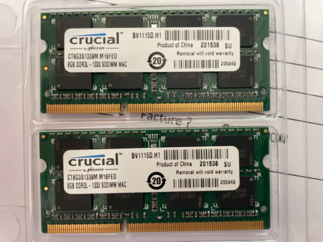 Crucial 16Gb Pour Mac - 16 Ddr3-1333 Sodimm Mac (2X8Gb) - Macbook/Imac/Mac Mini