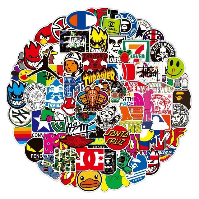 100 PCS COOL brand sticker stickers Vinyl Skateboard Luggage Pack Logo