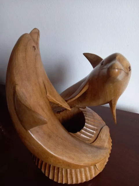 Hand Carved Wooden DOLPHIN Ornament Unusual Interesting Decorative Collectable