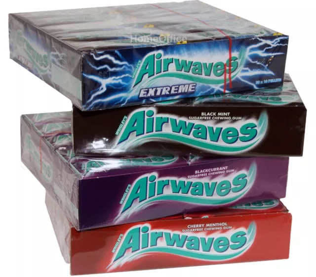 AIRWAVES SUGARFREE CHEWING GUM (10,20 & 30)CHERRY/EXTREME/BLACK  MINT/BLACKCURRN