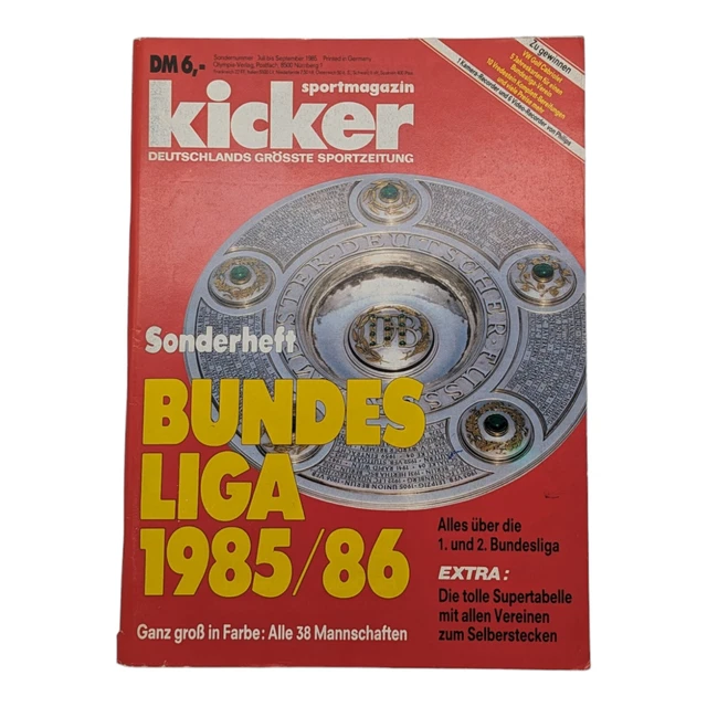 KICKER SONDERHEFT BUNDESLIGA 1985/86 mit kompletter Stecktabelle EUR 19