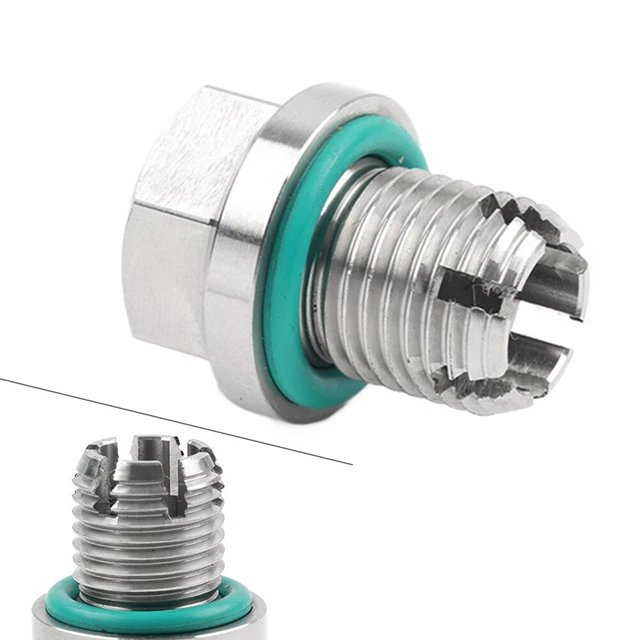 Overmaatse Piggyback Olieaftapplug, Roestvrijstalen Zelftappende Oliepanschroefdraadreparatieset met Inbussleutel O-ringpakking, Motorolieaftapplug (M14.1-1.5x15mm