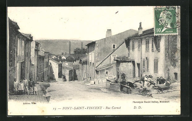CPA Pont-Saint-Vincent, Rue Carnot, Sloping Street 1924
