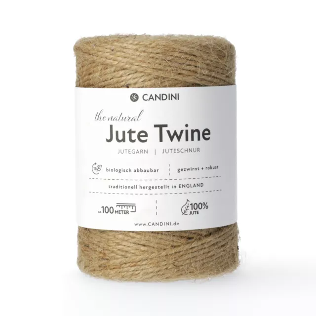 Jutegarn - Natur, 100m, 2-3mm Jute - Schnur Kordel Paketschnur Bastelschnur Deko