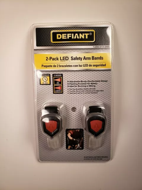 DEFIANT LED 2 pack, Safety Lights Arm Bands for Night Running, Biking, Walking.