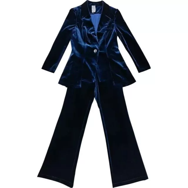 Generisch Costume pour femme - Pantalon d'affaires étroit - Poches en  velours côtelé - Coupe droite - Élégant - Pantalon de loisirs pour femme -  Élégant - Noir, bleu foncé, S : : Mode