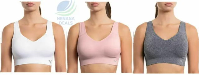 Puma Women's Sports Bra 2 Pack Seamless Removable Cups Size