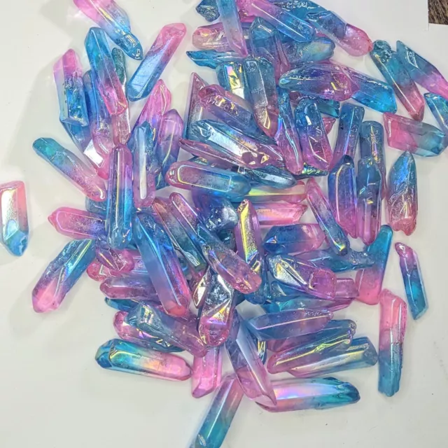 Pink & Blue Aura Quartz Crystal Points Wands 100 Grams Bulk Wholesale Sale 2