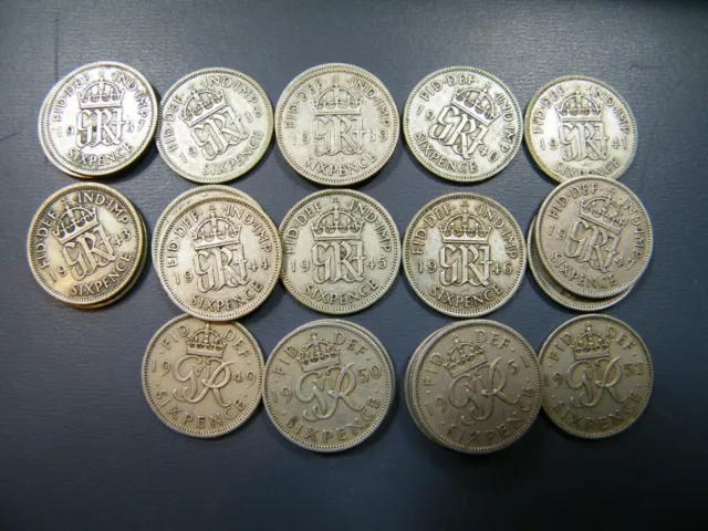 1937 To 1952 George Vi Silver Sixpences Choice Of Year / Date