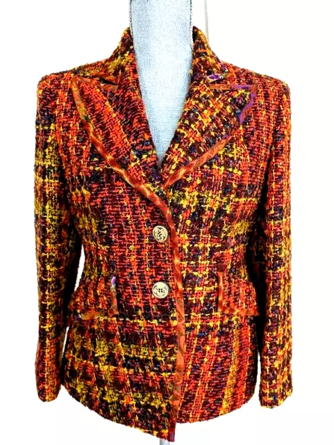Bazar de Christian Lacroix France Wool blend Tweed Blazer Jacket Size 42, New