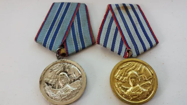 SET of 2 BULGARIAN MILITARY COMMUNIST MEDALS  2-nd & 3-rd CLASS 1959 YEAR