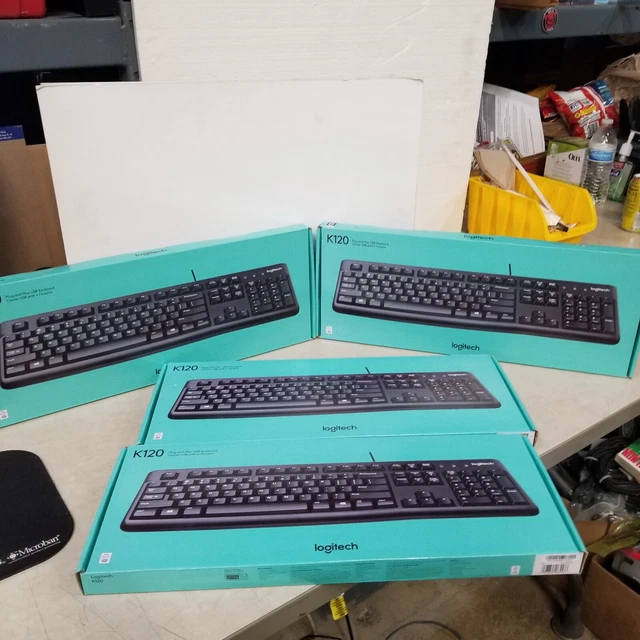LOT OF 4 Logitech K120 Ergonomic Desktop USB Wired Keyboard SEALED 46.