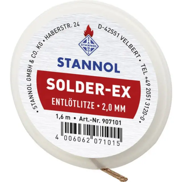 Tresse à dessouder Stannol Solder Ex Longueur 1.6 m Largeur 2.0 mm flux