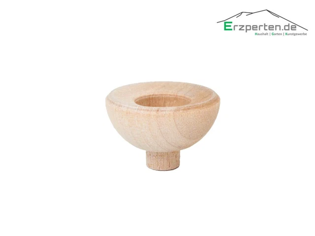 10 Stück Lichtertülle Holz Buche Ø 14mm - mit Zapfen - Erzgebirge V32