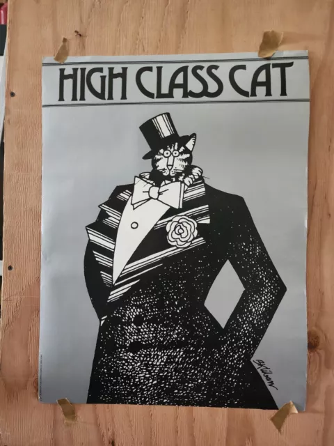 Vintage B. Kliban Cat Poster 1977 Workman Publishing High Class Cat