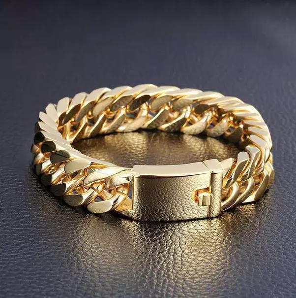 Bracciale Uomo colore oro Dorato con Gold Idea Regalo elegante intrecciato